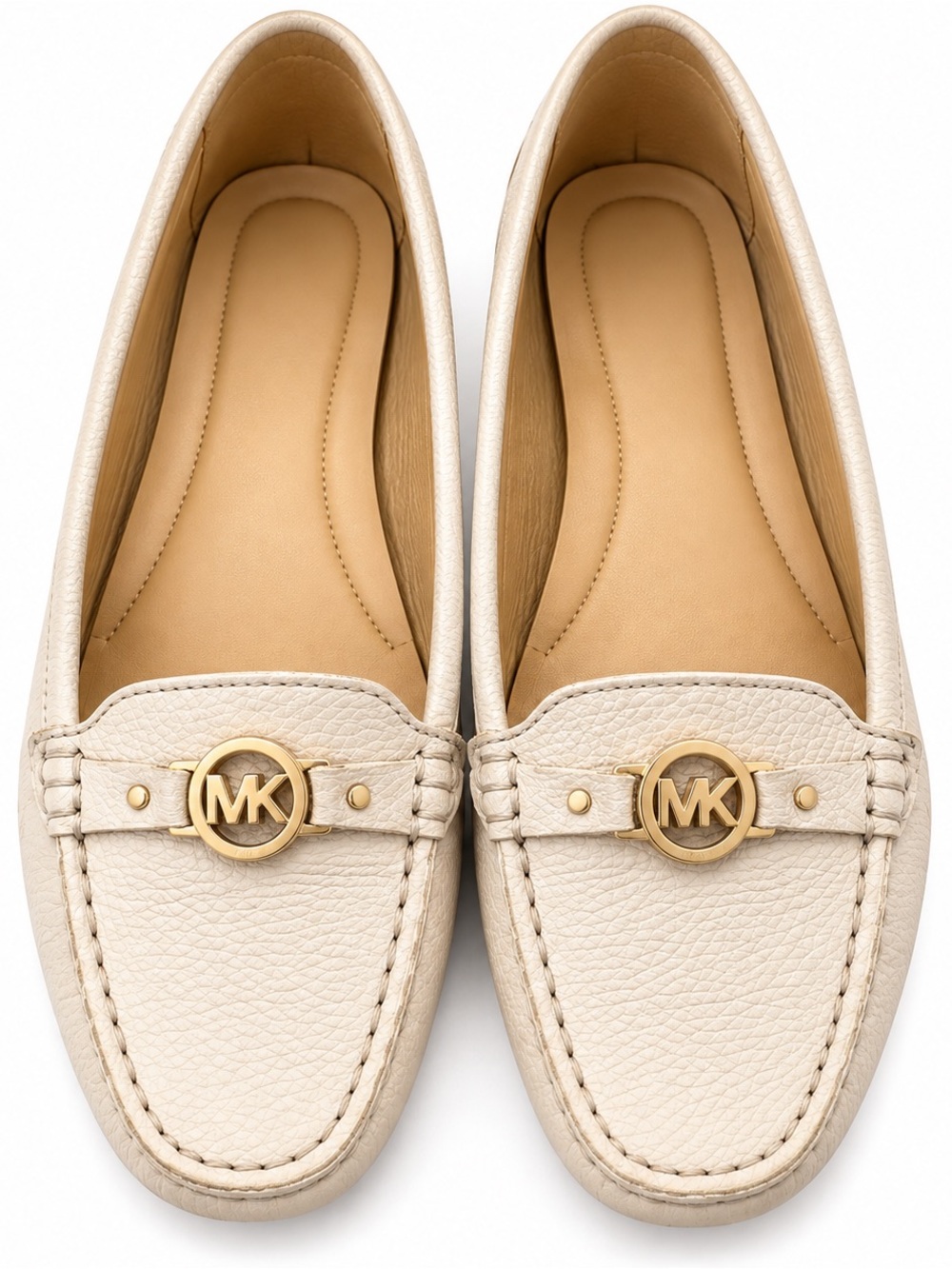 Michael Kors Ivory Leather MK Logo Loafers Size 8.5